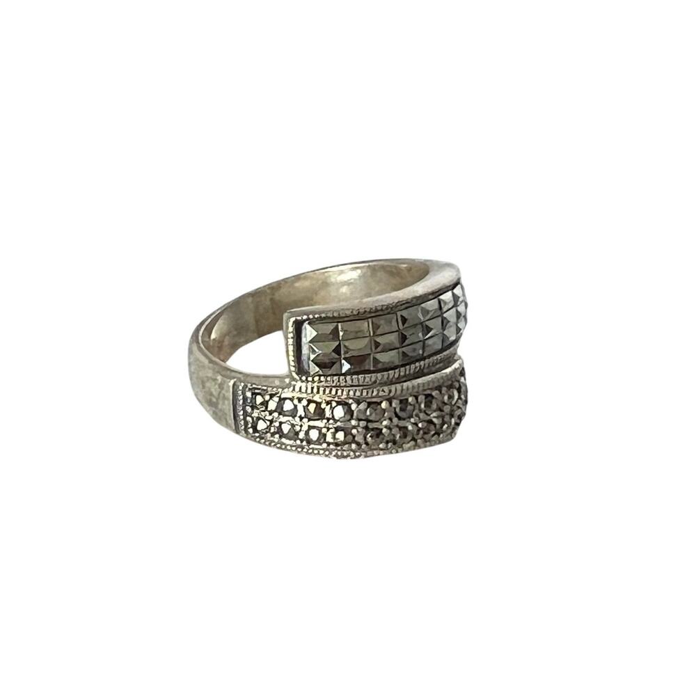 Marcasite Sterling Ring Twist Size 8.75 Vintage